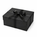 Boîte cadeau 25 x 20 x 10 cm en carton noir avec ruban satin - emballage élégant
