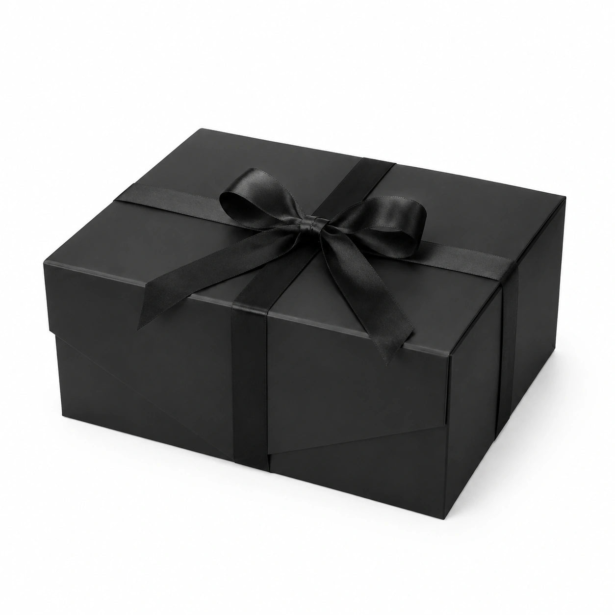 Boîte cadeau 25 x 20 x 10 cm en carton noir avec ruban satin - emballage élégant