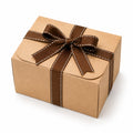 Boîte cadeau 20 x 20 x 10 cm en carton kraft marron avec ruban décoratif