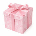 Boîte cadeau 20 x 20 x 20 cm en carton rose à motif floral avec ruban satin pour emballage décoratif