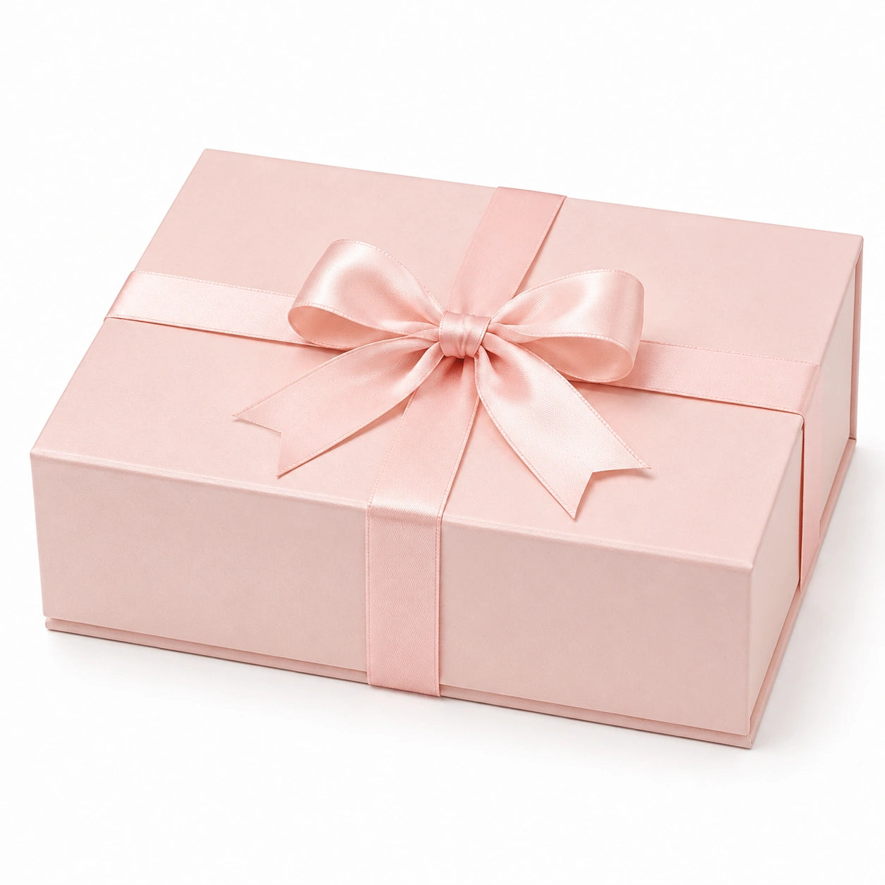 Boîte cadeau 30 x 20 x 10 cm en carton rose avec ruban en satin style élégant