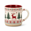 Mug en céramique 350 ml blanc rouge vert à motif hivernal avec anse
