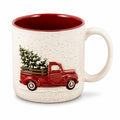 Mug en céramique 0.45 L 9 x 10.5 cm blanc et rouge décor relief style hivernal