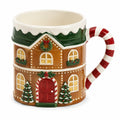 Mug 450 ml 10 x 11 cm en céramique marron vert rouge style maison gourmande à anse