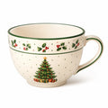 Tasse en céramique diamètre 14 cm crème verte à anse motif sapin