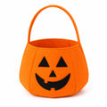 Sac à friandises citrouille 25 cm en feutre orange à poignée style festif