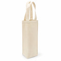 Sac porte-bouteille 10 x 10 x 35 cm en toile beige à anses longues